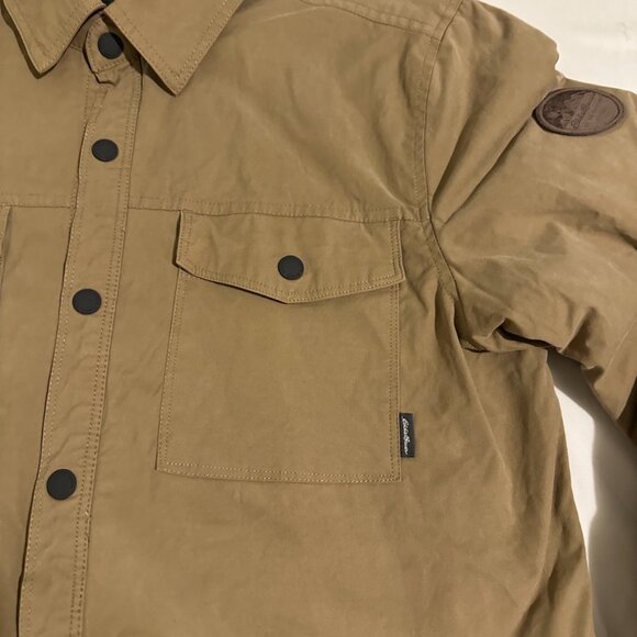 Eddie Bauer Men's Snap Button jacket Southwestern Fleece Lined Size L Tan - Picture 2 of 12